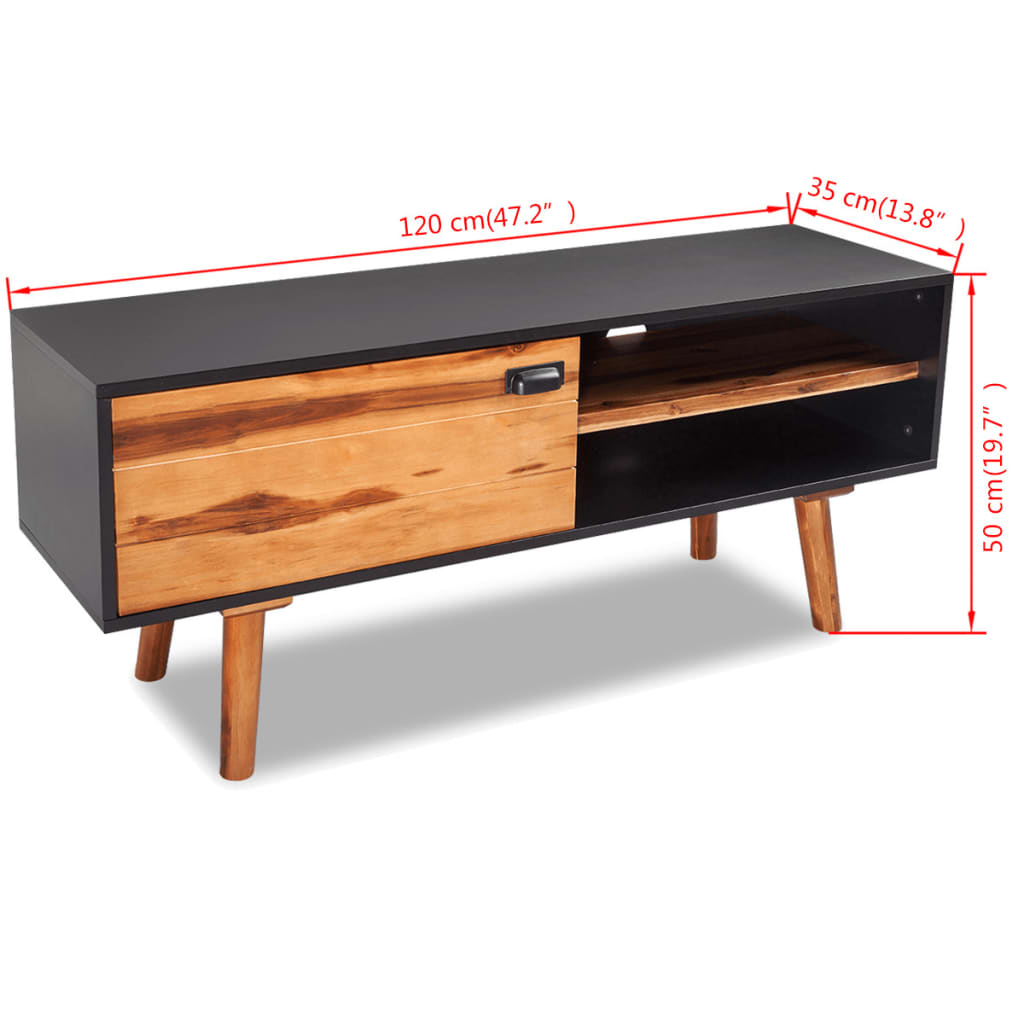 NNEVL TV Cabinet 120x35x50 cm Solid Acacia Wood-4