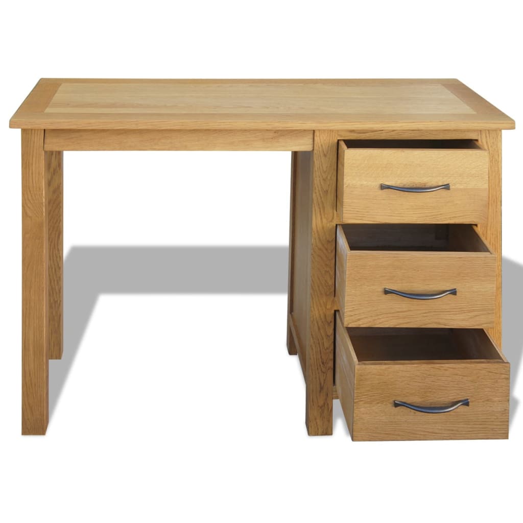 NNEVL Desk with 3 Drawers 106x40x75 cm Solid Oak Wood-1