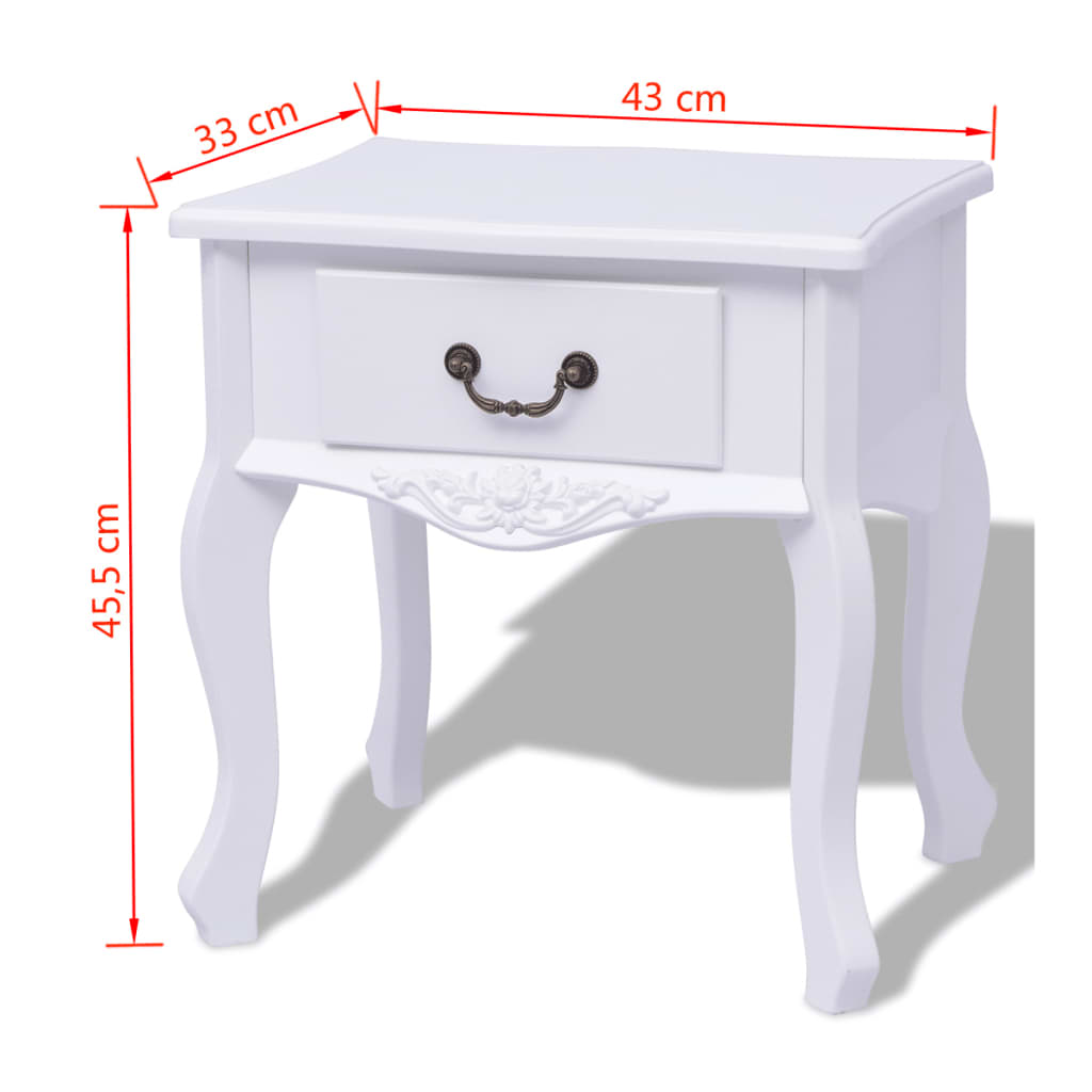 NNEVL Bedside Cabinet MDF White-2