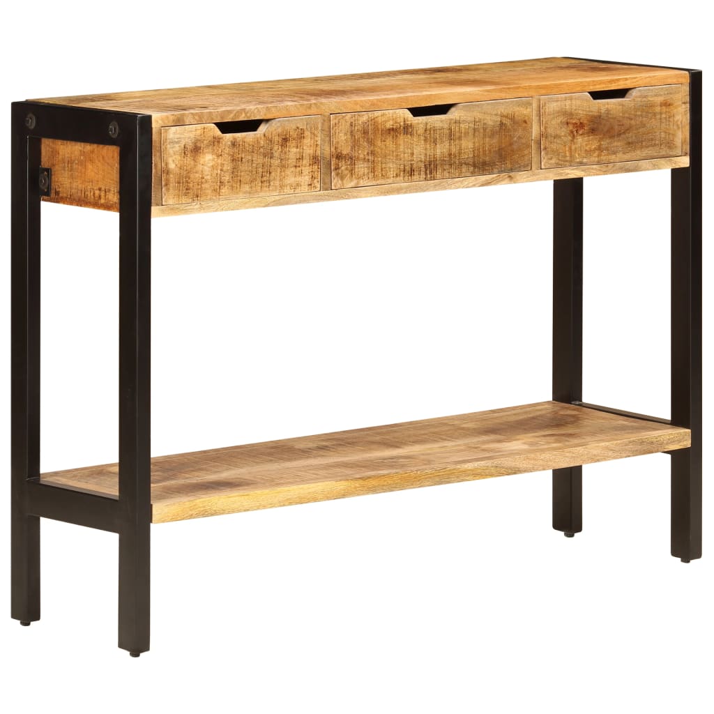 NNEVL Sideboard with 3 Drawers 110x35x75 cm Solid Mango Wood-0