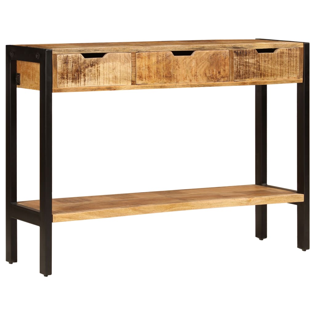 NNEVL Sideboard with 3 Drawers 110x35x75 cm Solid Mango Wood-2