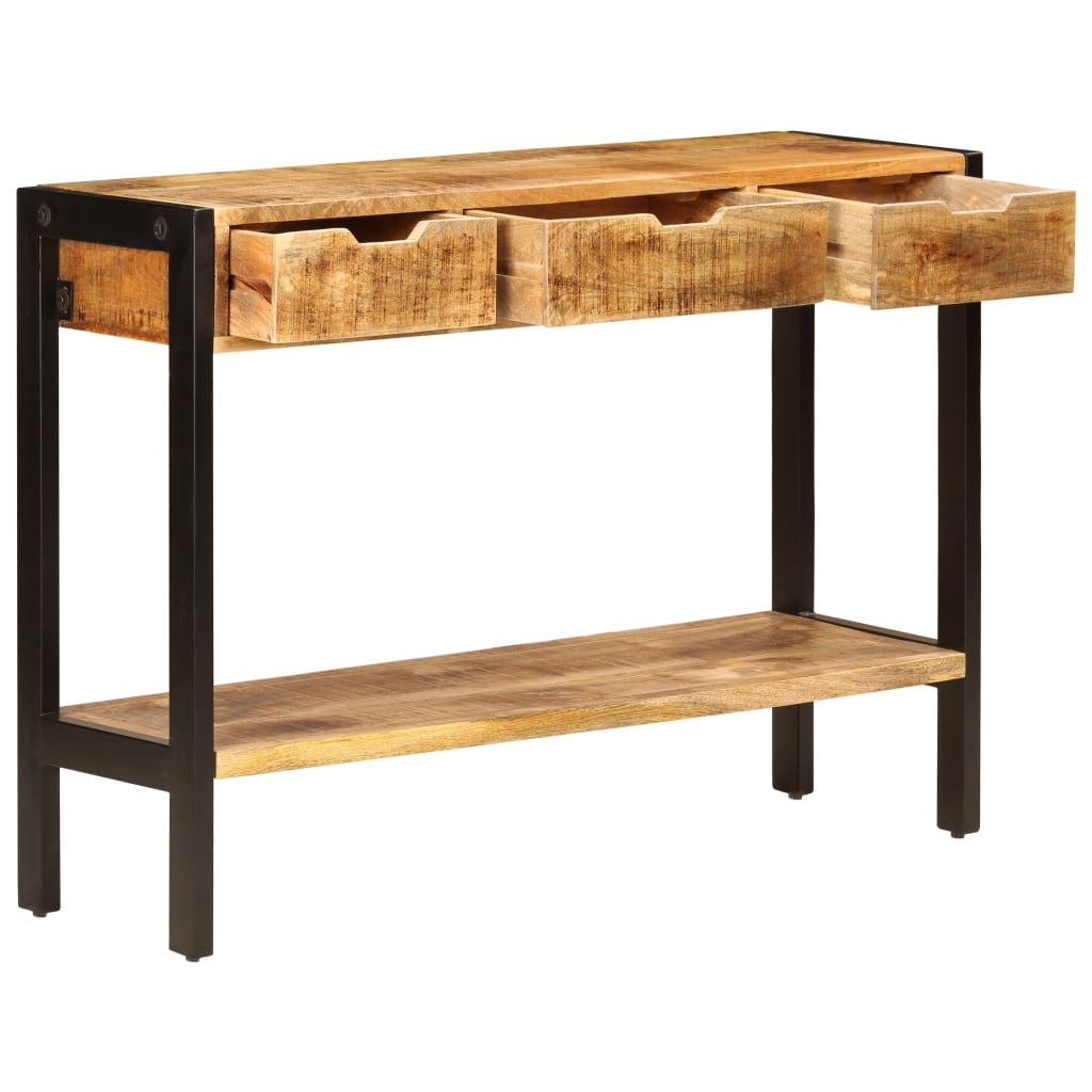 NNEVL Sideboard with 3 Drawers 110x35x75 cm Solid Mango Wood-4
