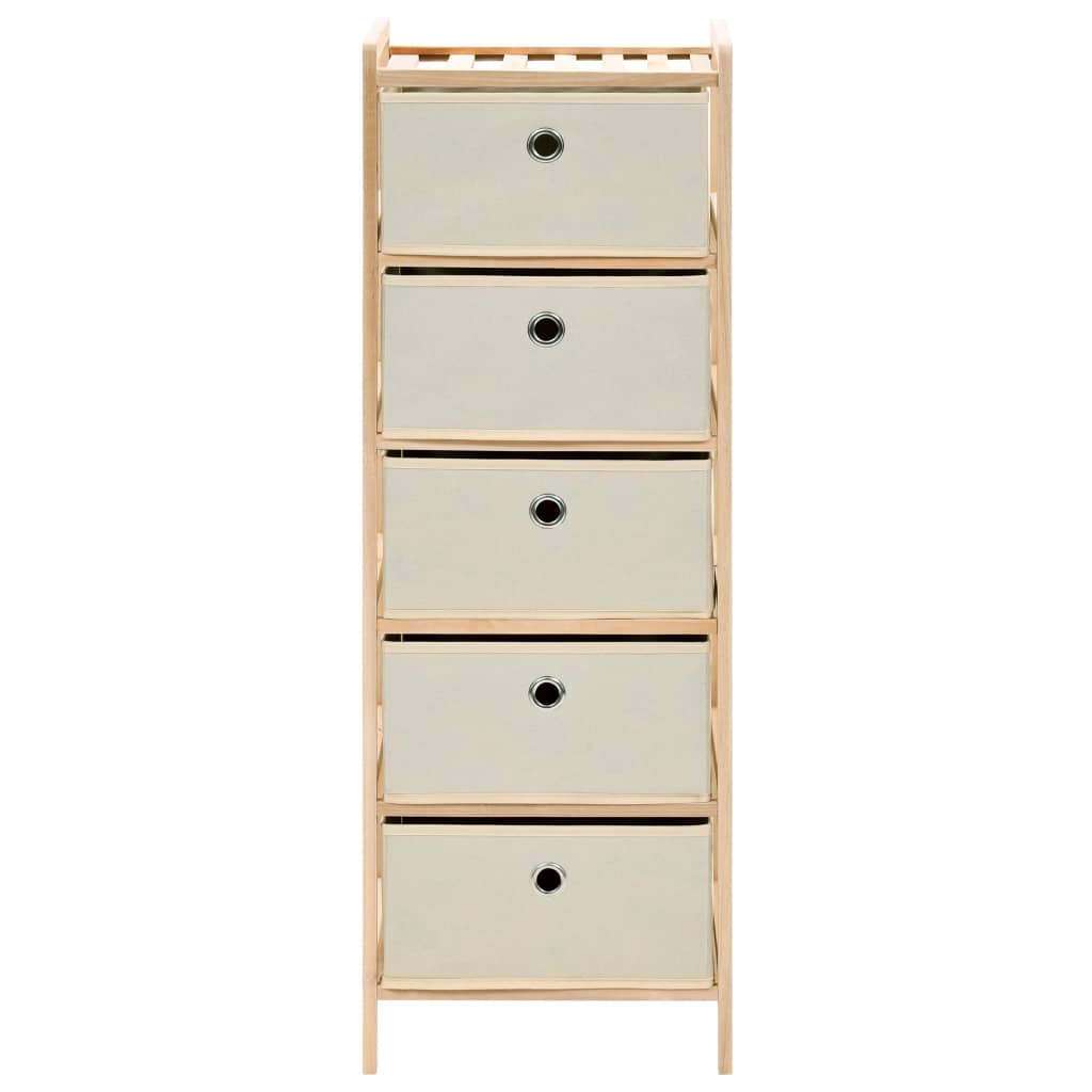 NNEVL Storage Racks with 5 Fabric Baskets 2 pcs Beige Cedar Wood-1