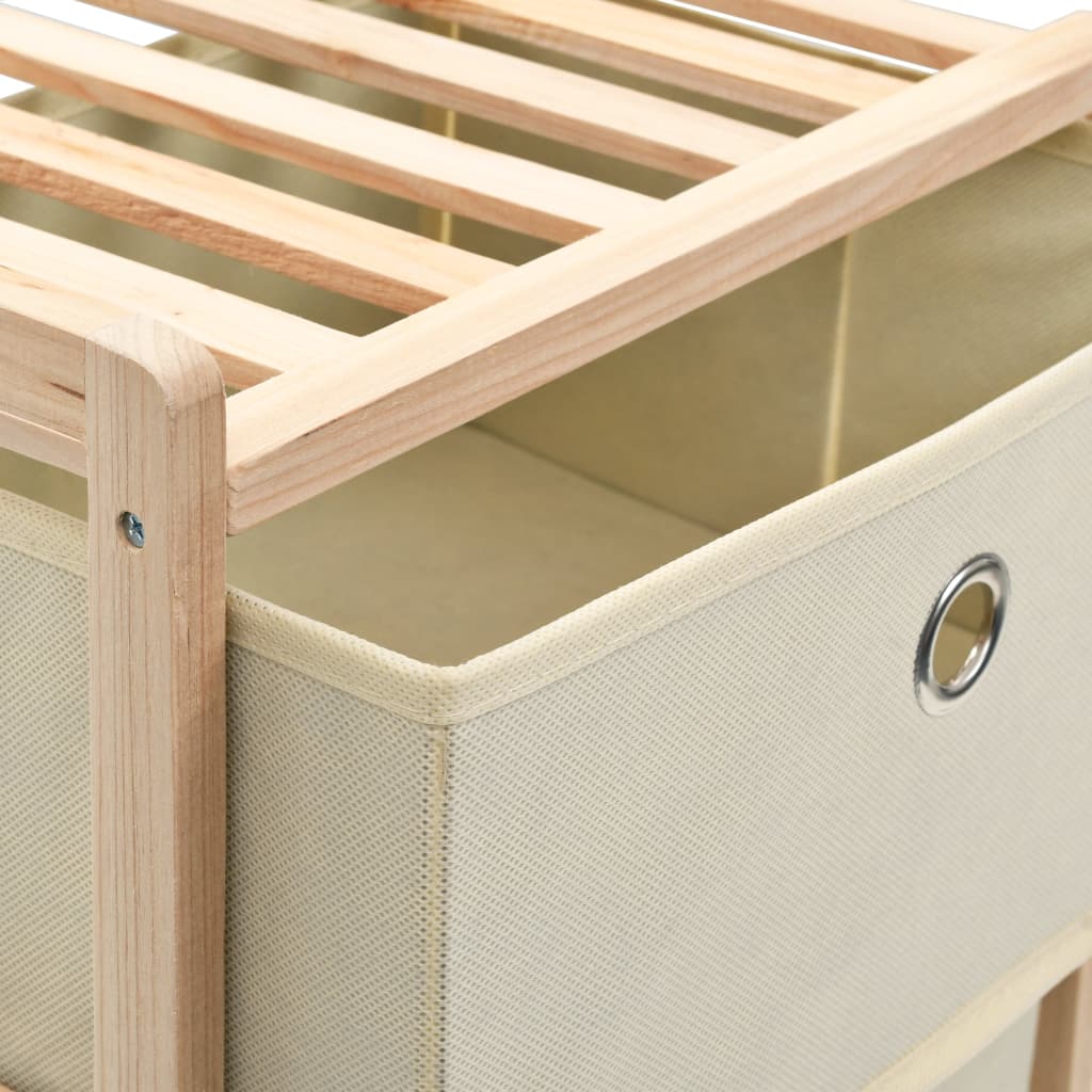 NNEVL Storage Racks with 5 Fabric Baskets 2 pcs Beige Cedar Wood-4