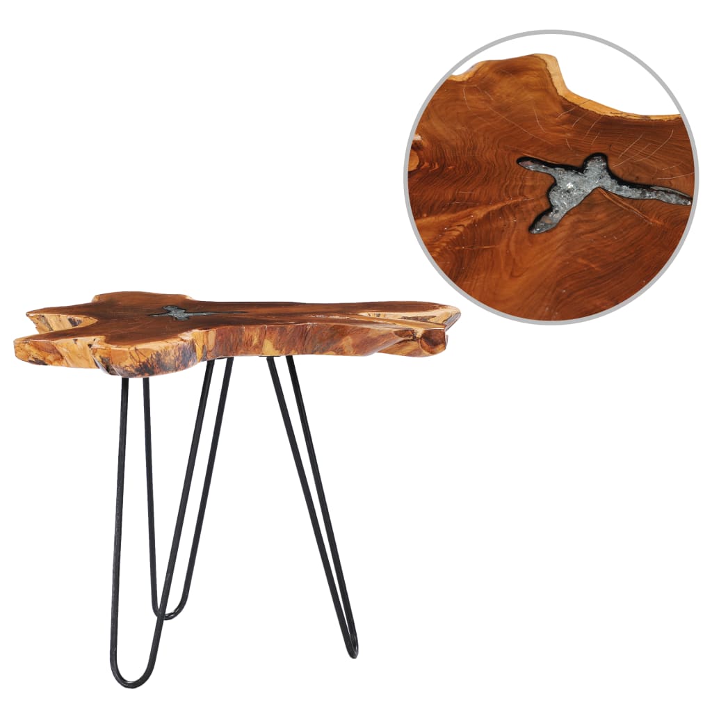 NNEVL Coffee Table 70x45 cm Solid Teak Wood and Polyresin-0