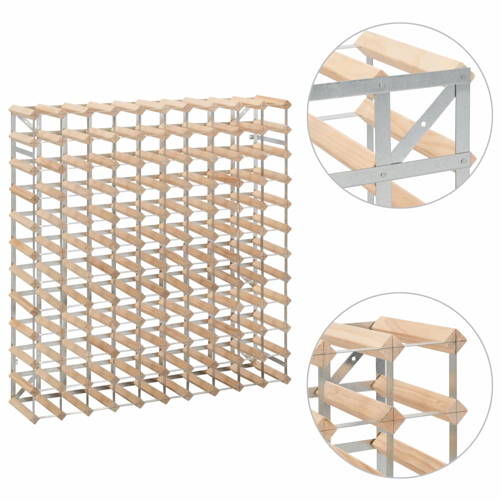 NNEVL Wine Rack for 120 Bottles Solid Pinewood-3