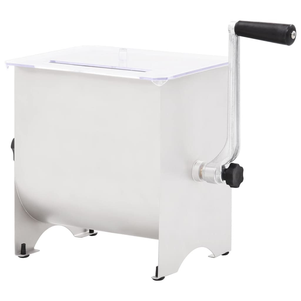 NNEVL Manual Meat Mixer with Lid Silver Stainless Steel-0