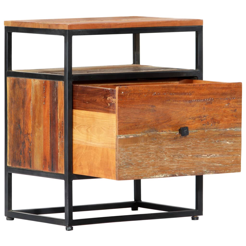 NNEVL Bedside Cabinet 40x30x50 cm Solid Reclaimed Wood and Steel-1