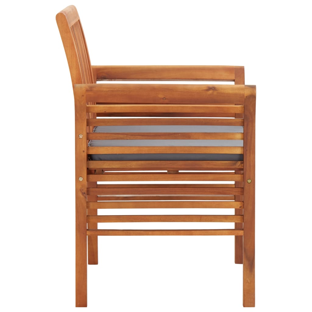 NNEVL Garden Dining Chairs with Cushions 2 pcs Solid Acacia Wood-2