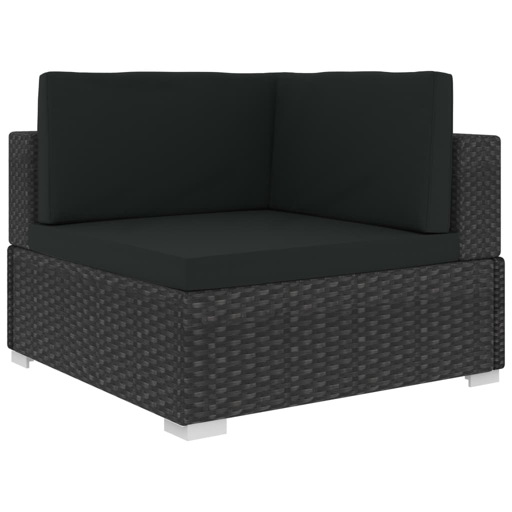 NNEVL 8 Piece Garden Lounge Set with Cushions Poly Rattan Black-3