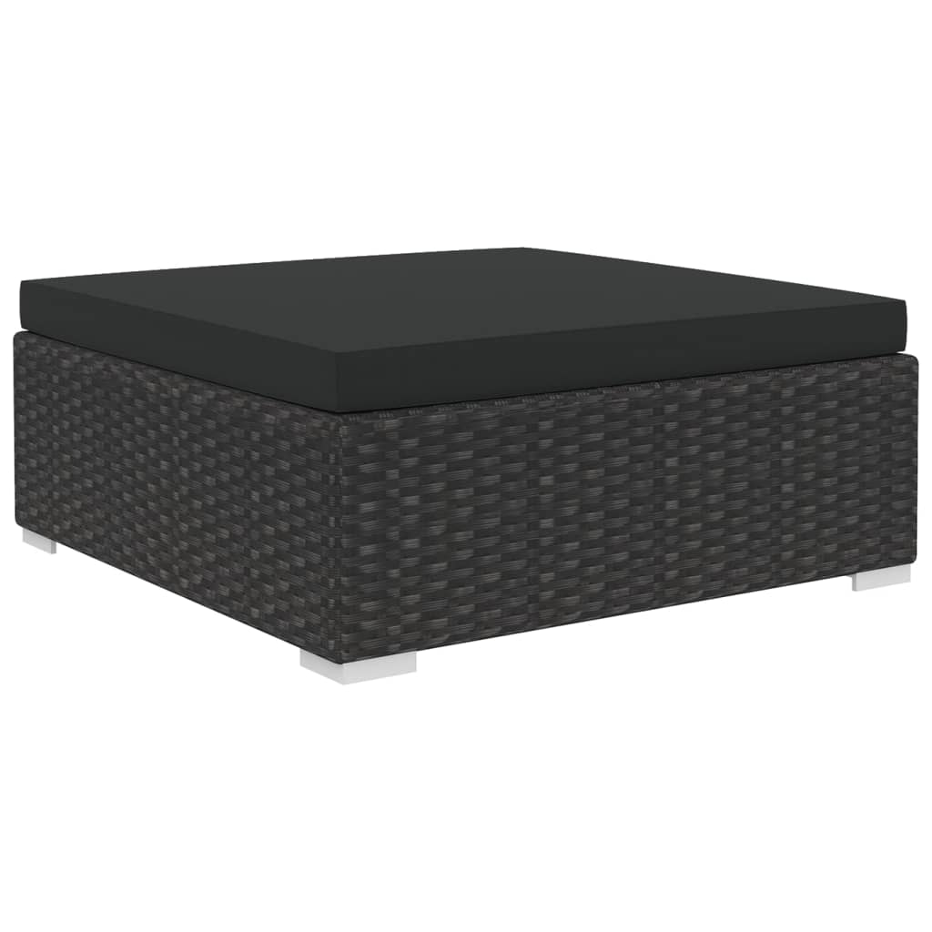NNEVL 8 Piece Garden Lounge Set with Cushions Poly Rattan Black-4