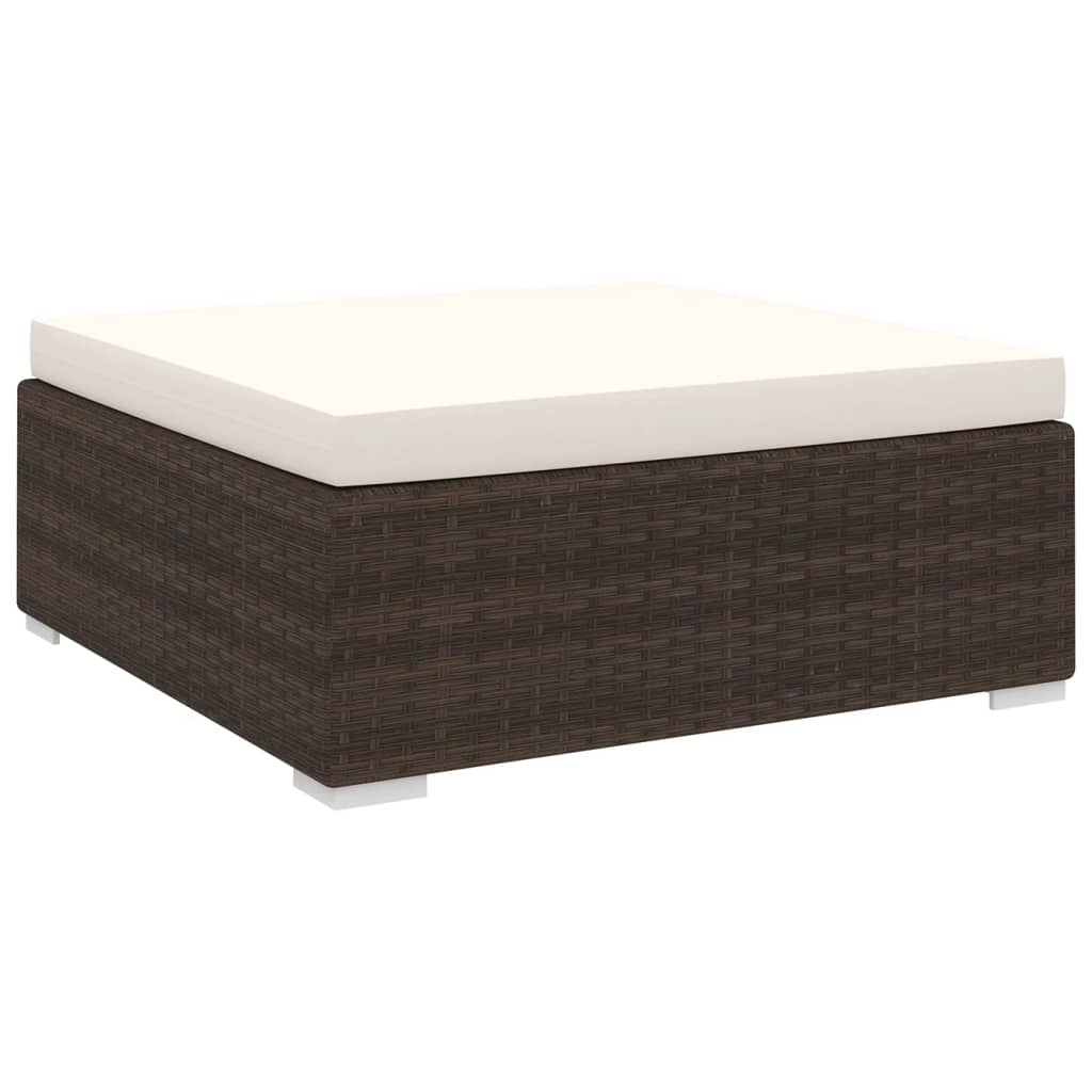 NNEVL Sectional Footrest 1 pc with Cushion Poly Rattan Brown-0