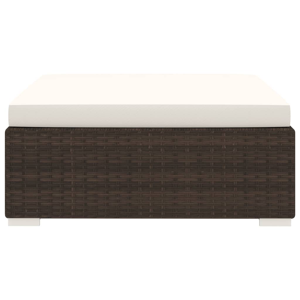 NNEVL Sectional Footrest 1 pc with Cushion Poly Rattan Brown-2