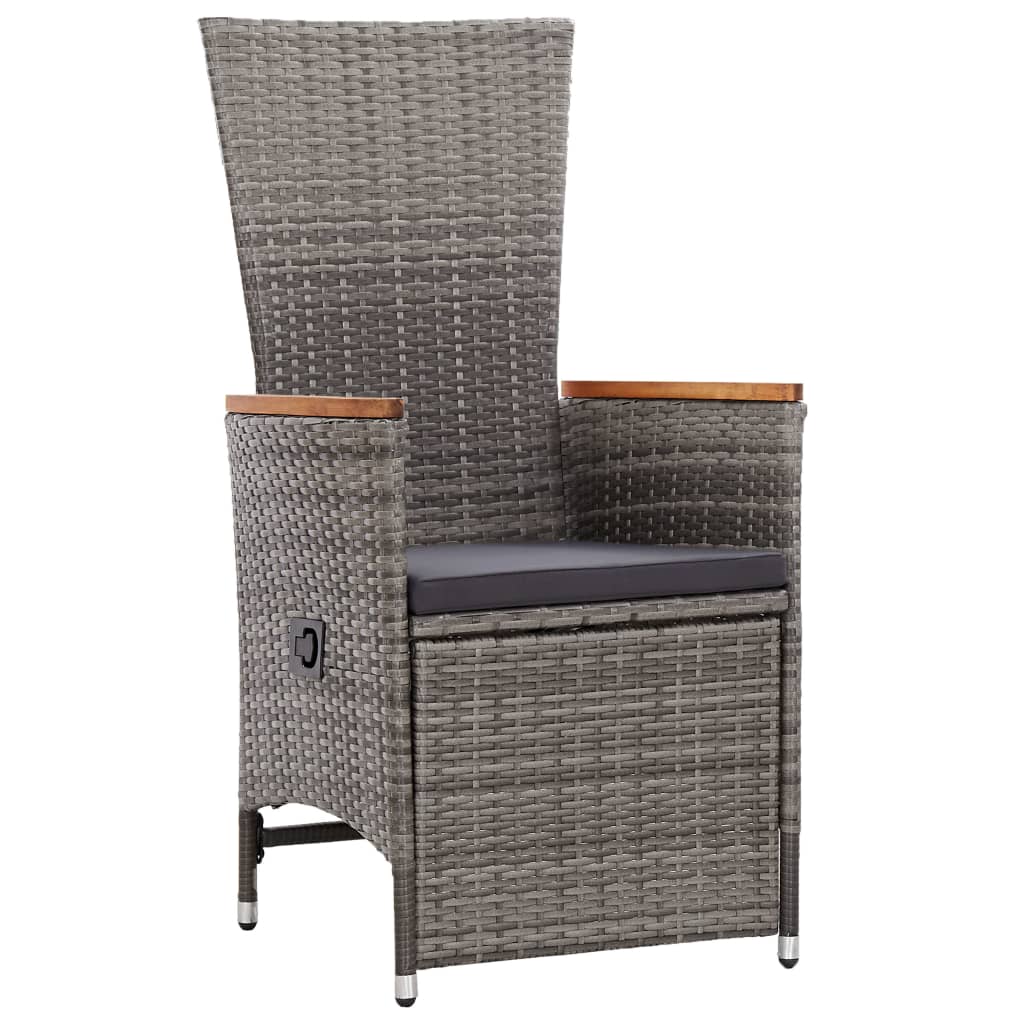 NNEVL Reclining Garden Chairs 2 pcs with Cushions Poly Rattan Grey-1