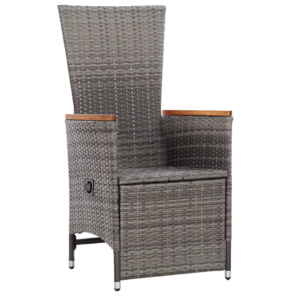 NNEVL Reclining Garden Chairs 2 pcs with Cushions Poly Rattan Grey-2