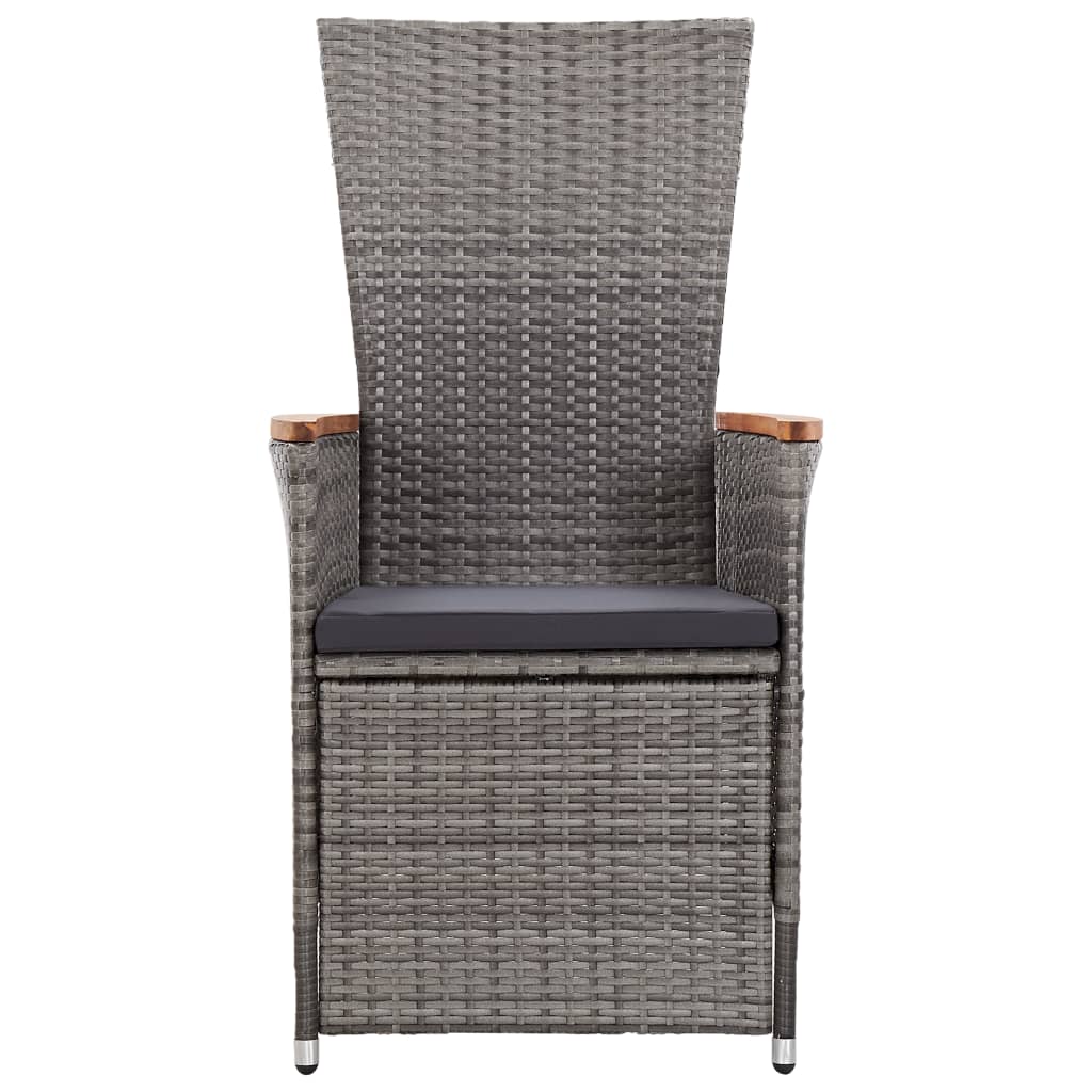 NNEVL Reclining Garden Chairs 2 pcs with Cushions Poly Rattan Grey-3