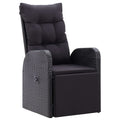 NNEVL Reclining Garden Chair with Cushion Poly Rattan Black-0