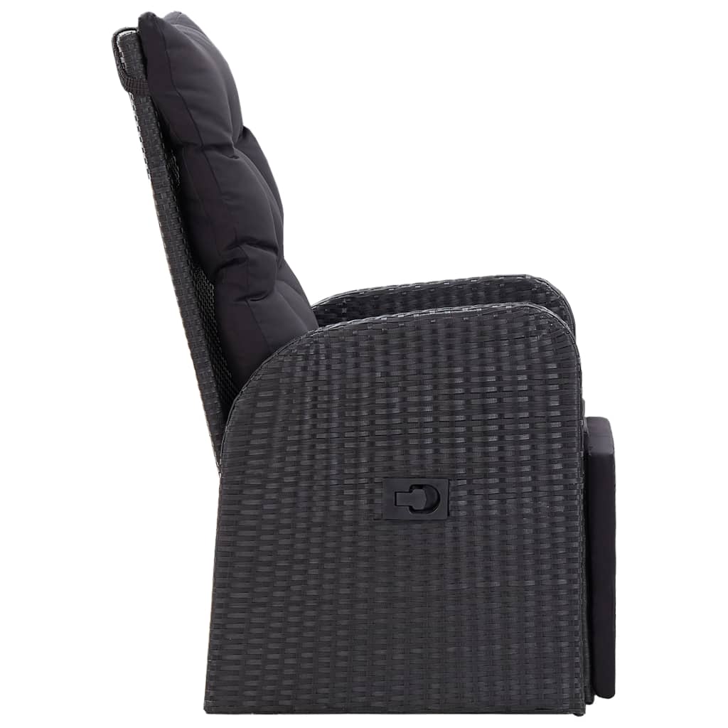NNEVL Reclining Garden Chair with Cushion Poly Rattan Black-4