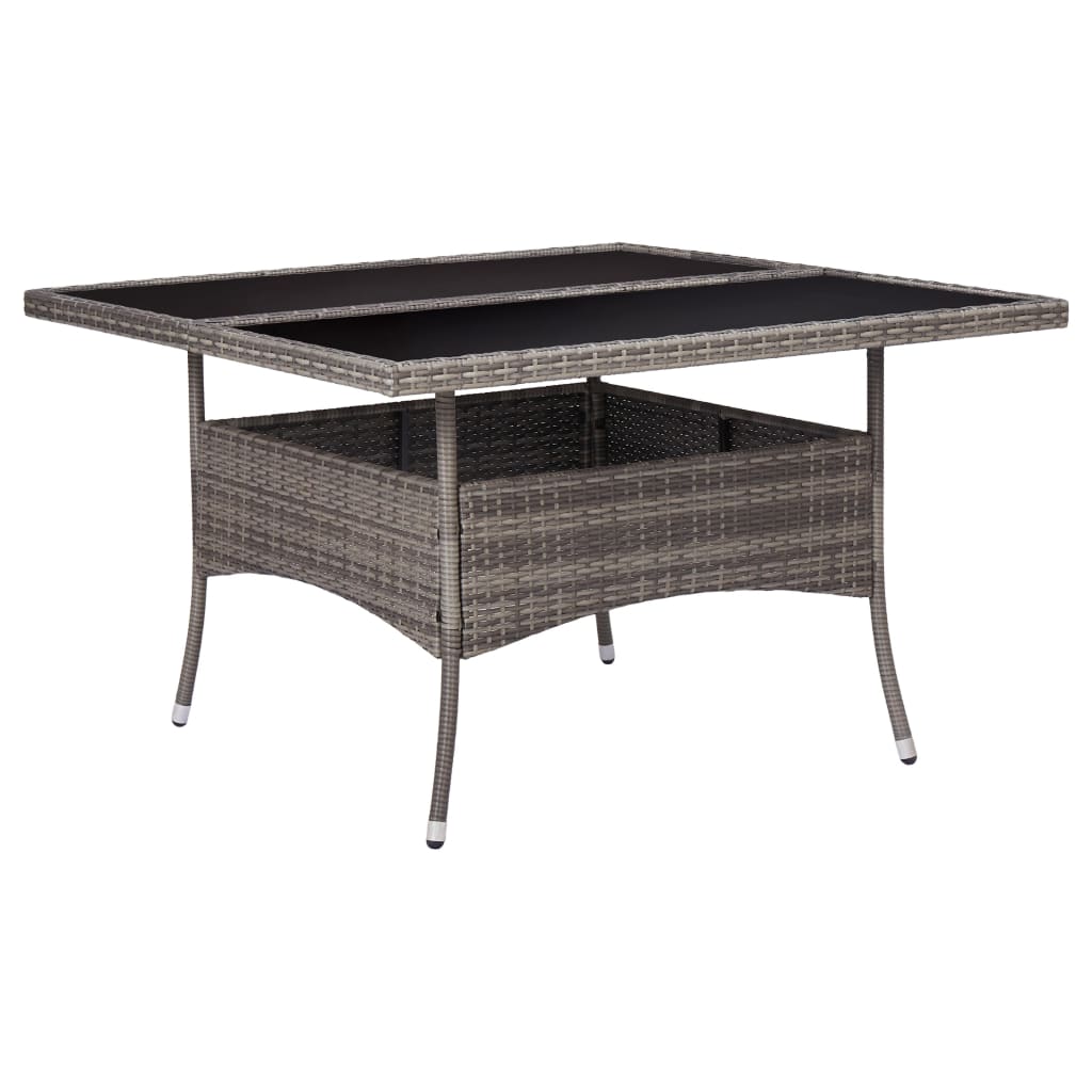 NNEVL Outdoor Dining Table Grey Poly Rattan and Glass-0