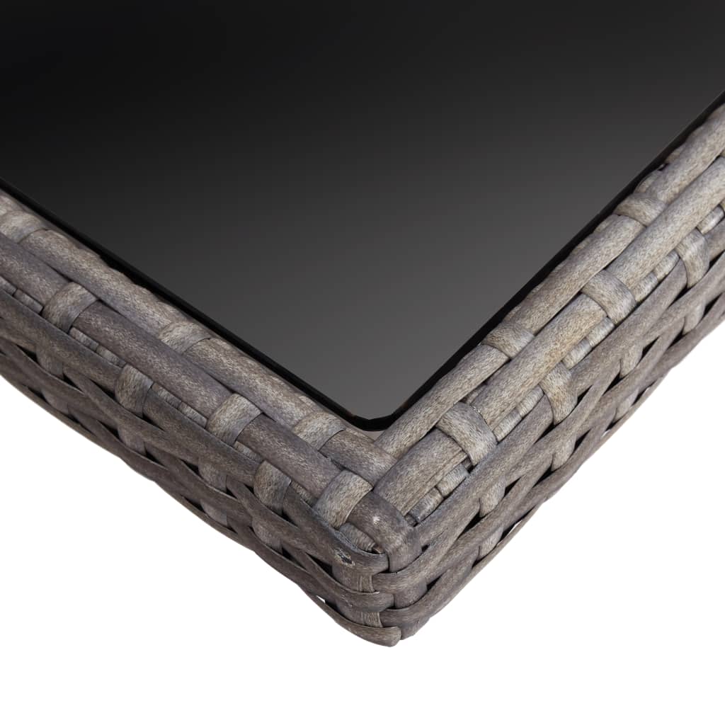 NNEVL Outdoor Dining Table Grey Poly Rattan and Glass-1