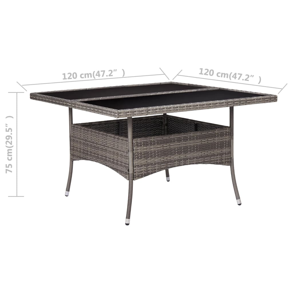 NNEVL Outdoor Dining Table Grey Poly Rattan and Glass-2