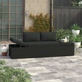 NNEVL Sun Bed with Cushions Poly Rattan Black-0