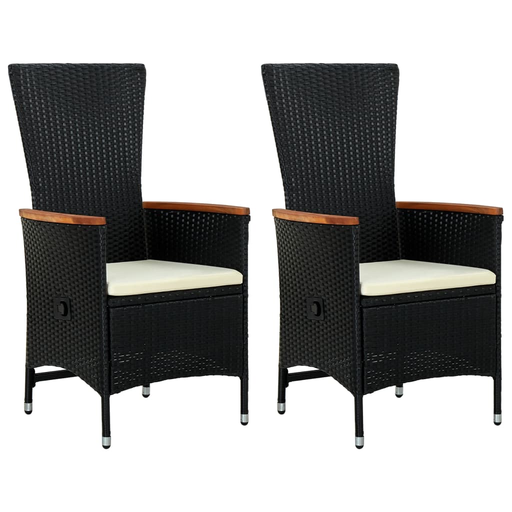 NNEVL Outdoor Chairs 2 pcs with Cushions Poly Rattan Black-0