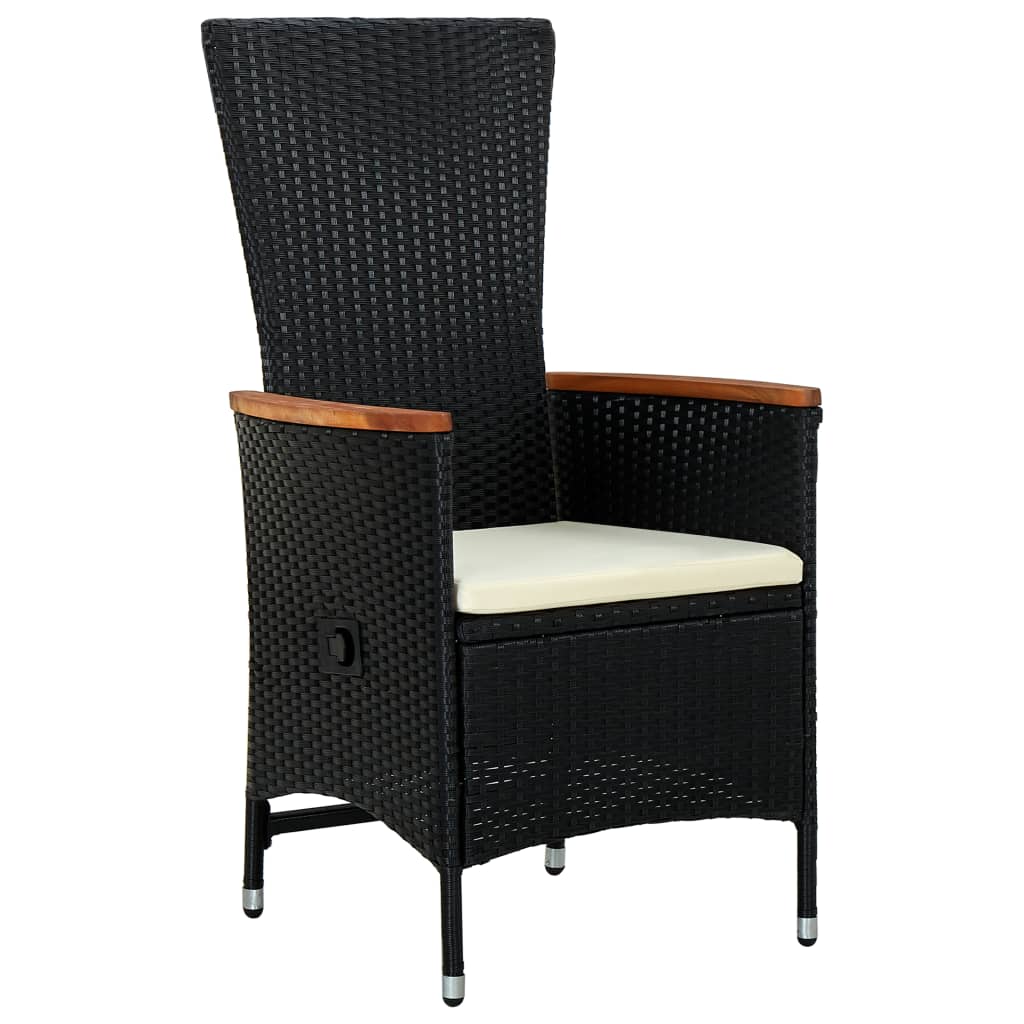 NNEVL Outdoor Chairs 2 pcs with Cushions Poly Rattan Black-1