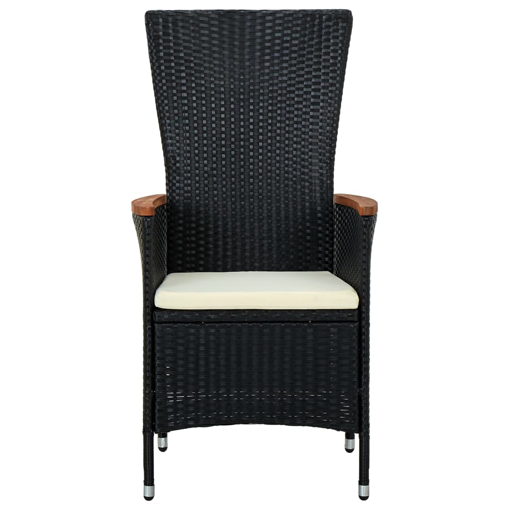 NNEVL Outdoor Chairs 2 pcs with Cushions Poly Rattan Black-2