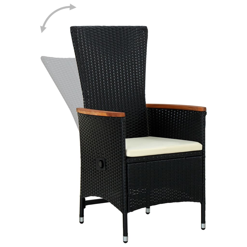 NNEVL Outdoor Chairs 2 pcs with Cushions Poly Rattan Black-3