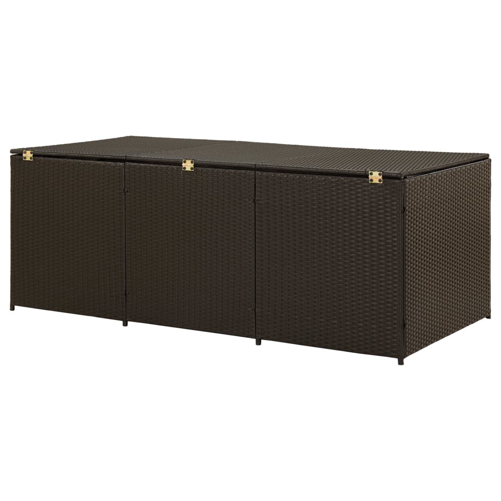 NNEVL Garden Storage Box Poly Rattan 180x90x75 cm Brown-3
