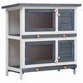 NNEVL Outdoor Rabbit Hutch 4 Doors Grey Wood-0