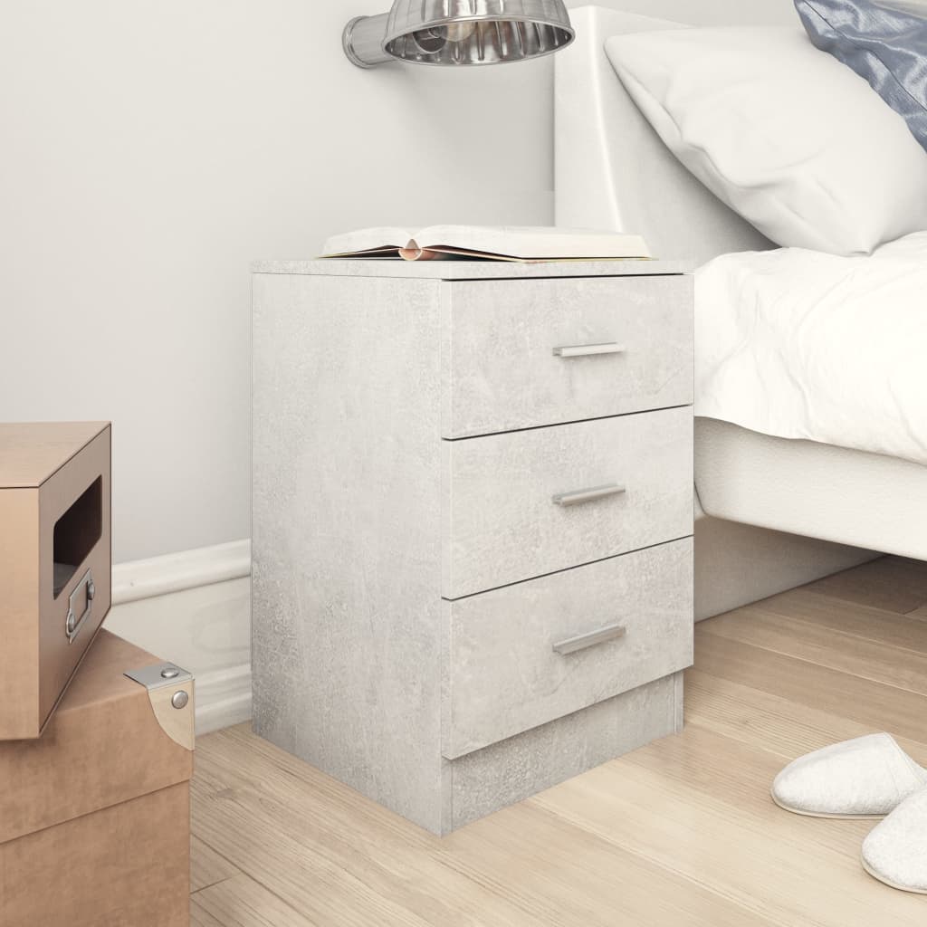 NNEVL Bedside Cabinet Concrete Grey 38x35x56 cm Chipboard-0