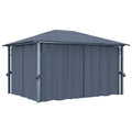 NNEVL Gazebo with Curtain 400x300 cm Anthracite Aluminium-0