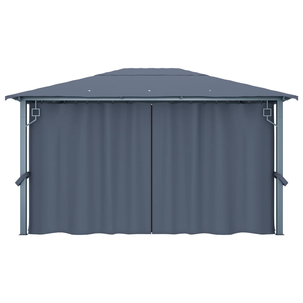 NNEVL Gazebo with Curtain 400x300 cm Anthracite Aluminium-4