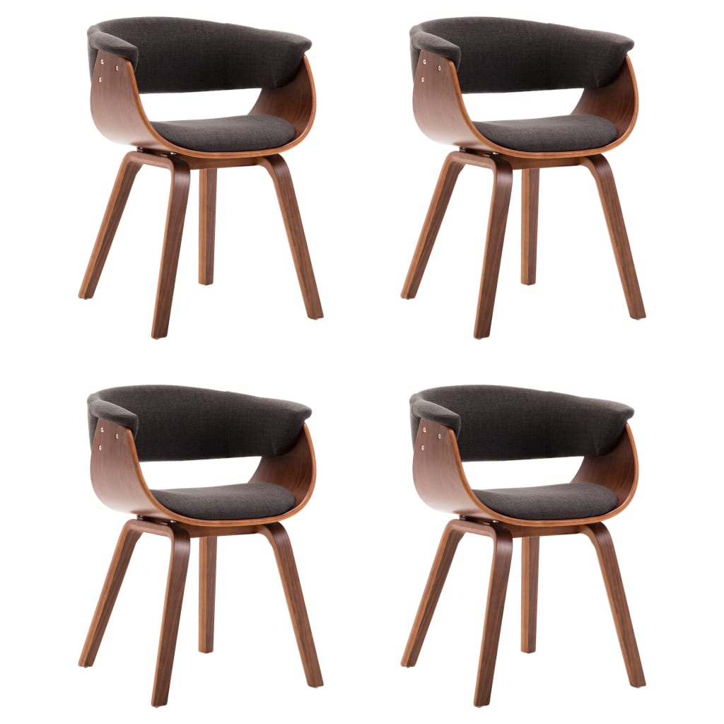 NNEVL Dining Chairs 4 pcs Grey Bent Wood and Fabric-1