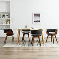 NNEVL Dining Chairs 4 pcs Grey Bent Wood and Fabric-0