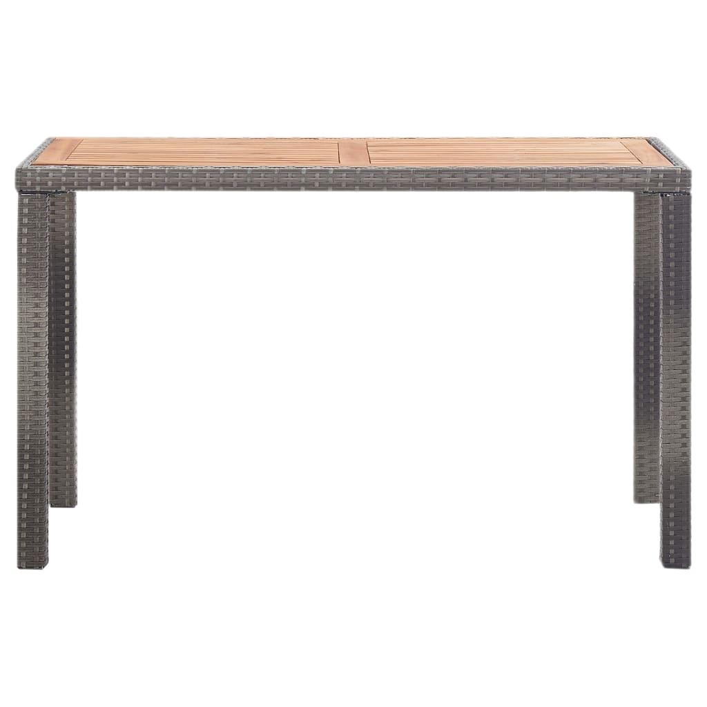 NNEVL Garden Table Grey 190x90x75 cm Poly Rattan and Solid Acacia Wood-1