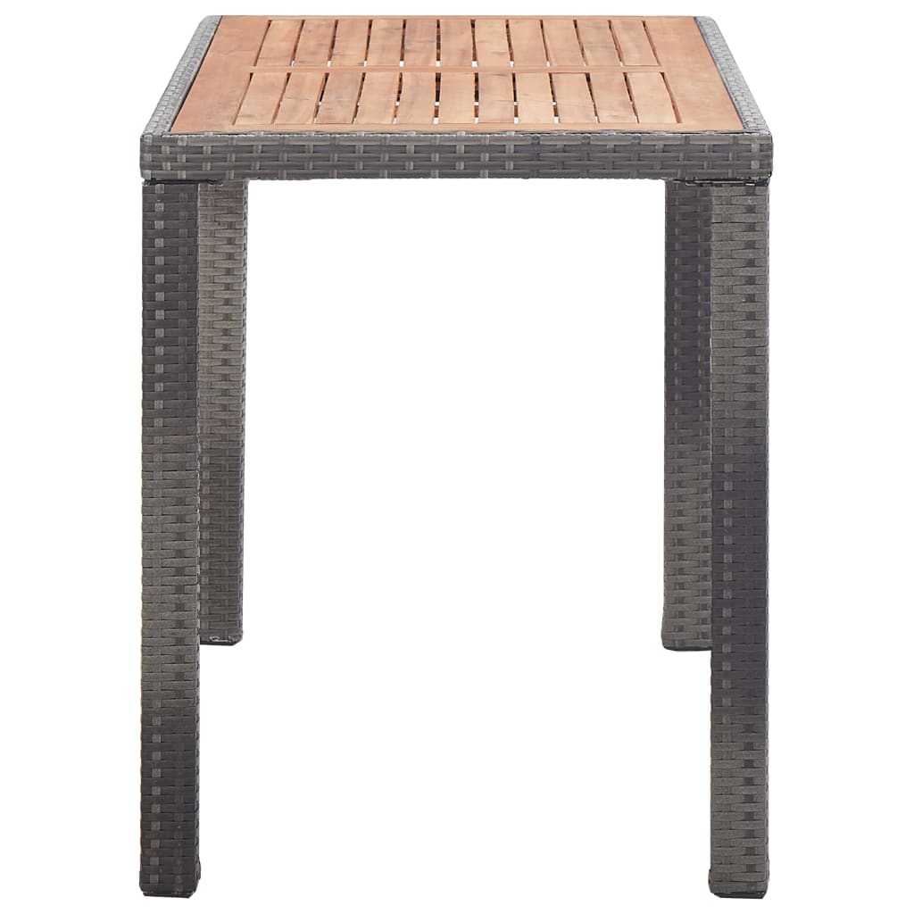 NNEVL Garden Table Grey 190x90x75 cm Poly Rattan and Solid Acacia Wood-2