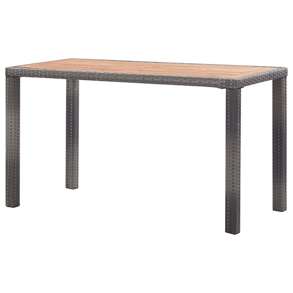 NNEVL Garden Table Grey 190x90x75 cm Poly Rattan and Solid Acacia Wood-3