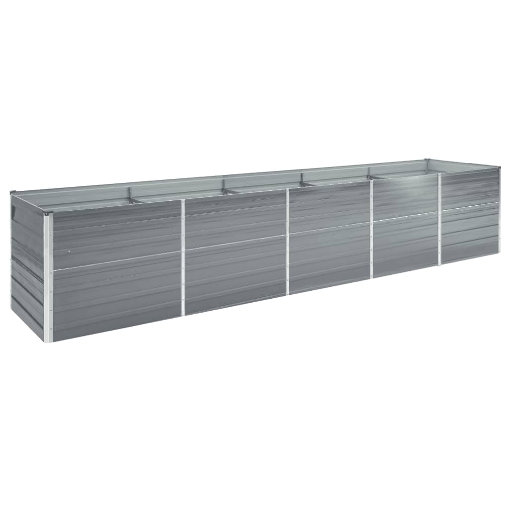 NNEVL Garden Raised Bed Galvanised Steel 400x80x45 cm Grey-0