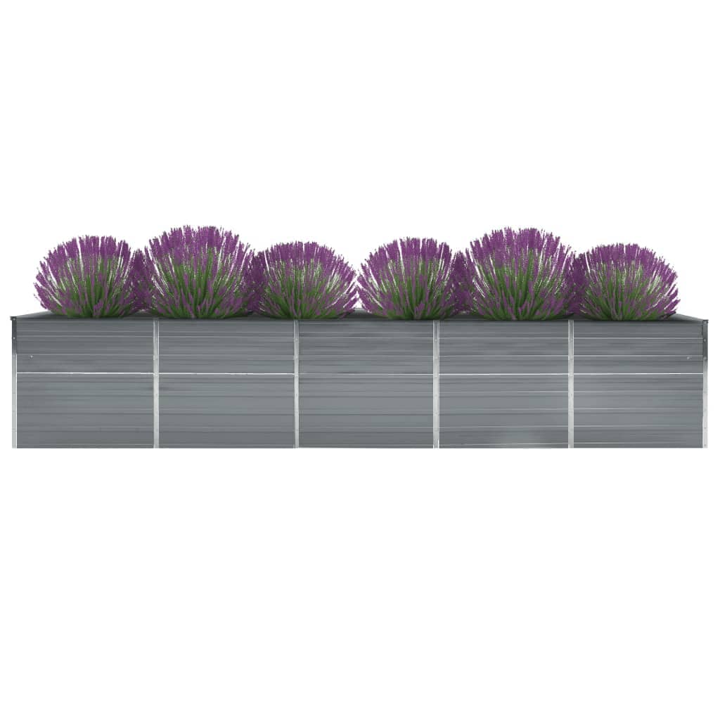 NNEVL Garden Raised Bed Galvanised Steel 400x80x45 cm Grey-1