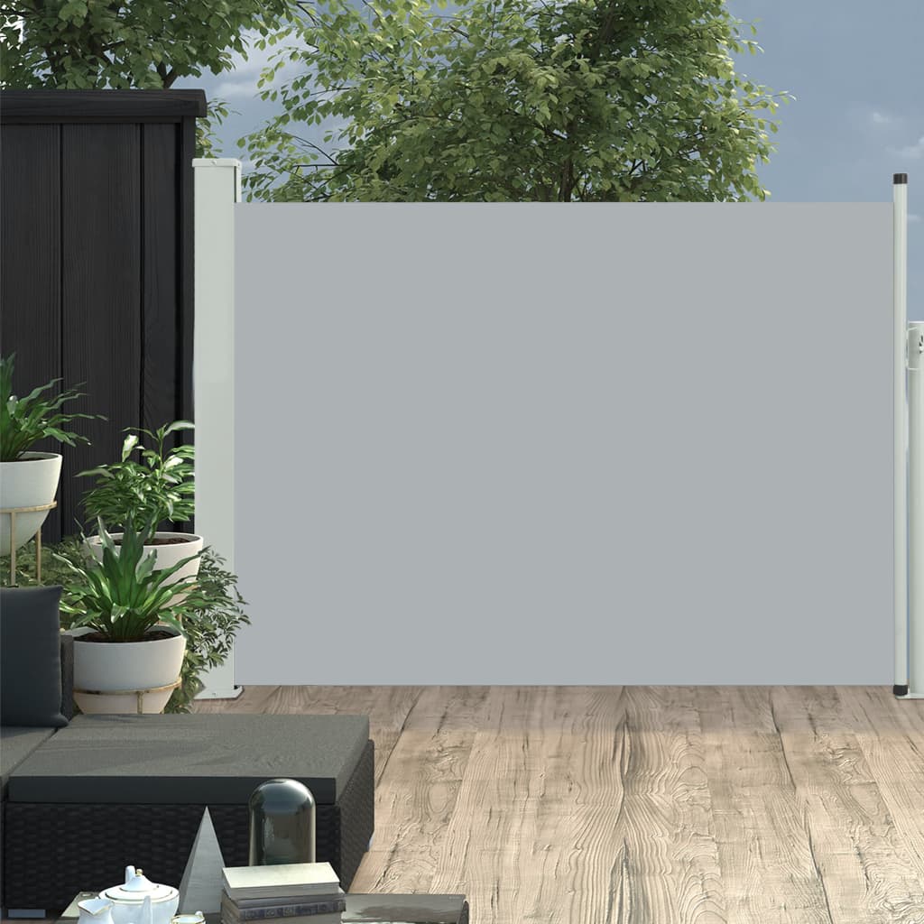 NNEVL Patio Retractable Side Awning 100x500 cm Grey-0