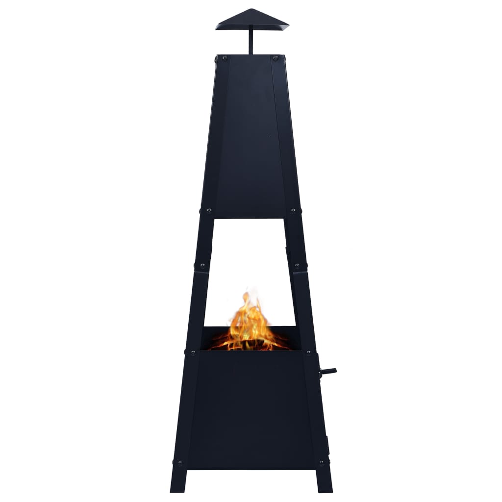 NNEVL Fire Pit Black 35x35x99 cm Steel-2