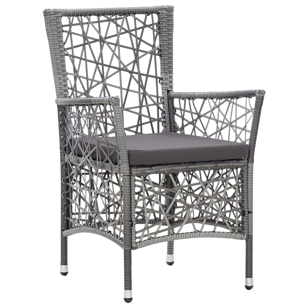 NNEVL 9 Piece Outdoor Dining Set Poly Rattan Grey-4