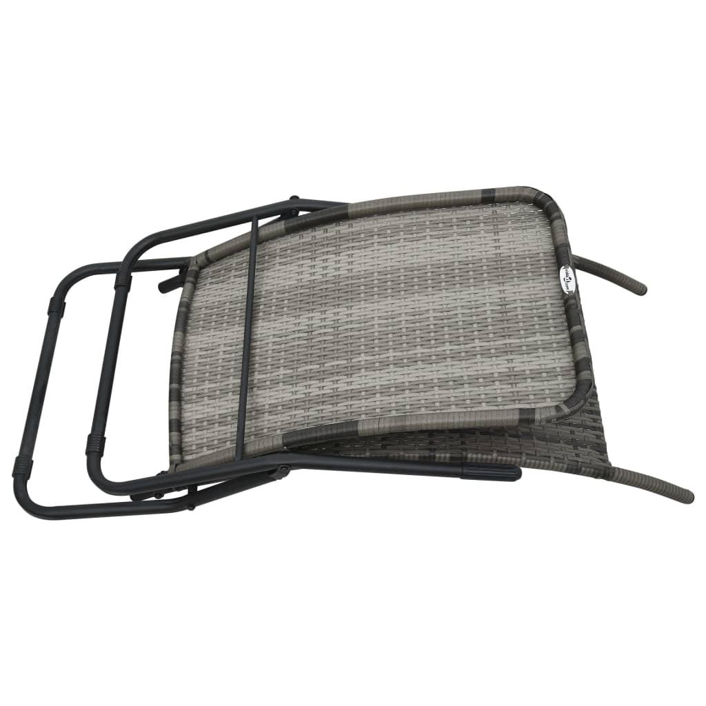 NNEVL Folding Sun Lounger Poly Rattan Grey-3