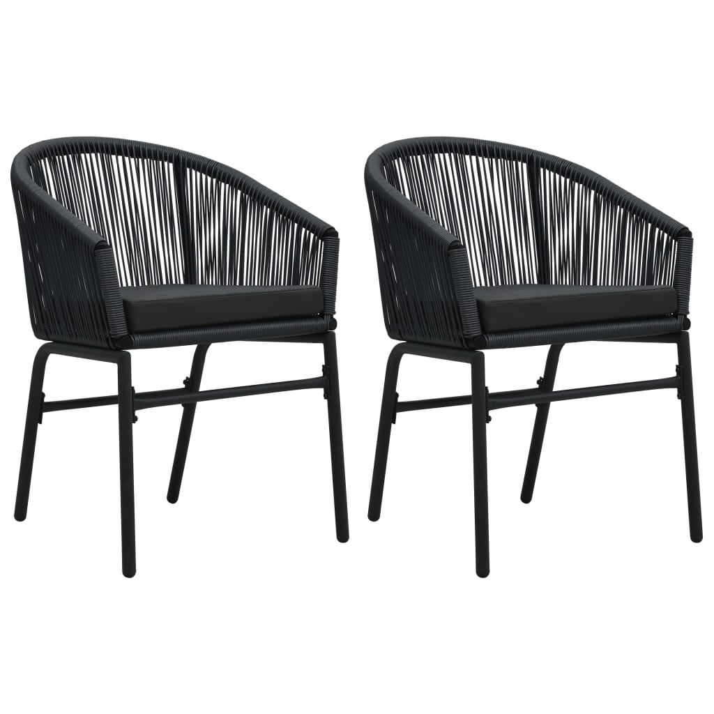 NNEVL Garden Chairs 2 pcs Black PE Rattan-0