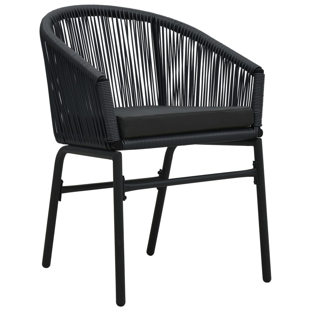 NNEVL Garden Chairs 2 pcs Black PE Rattan-1