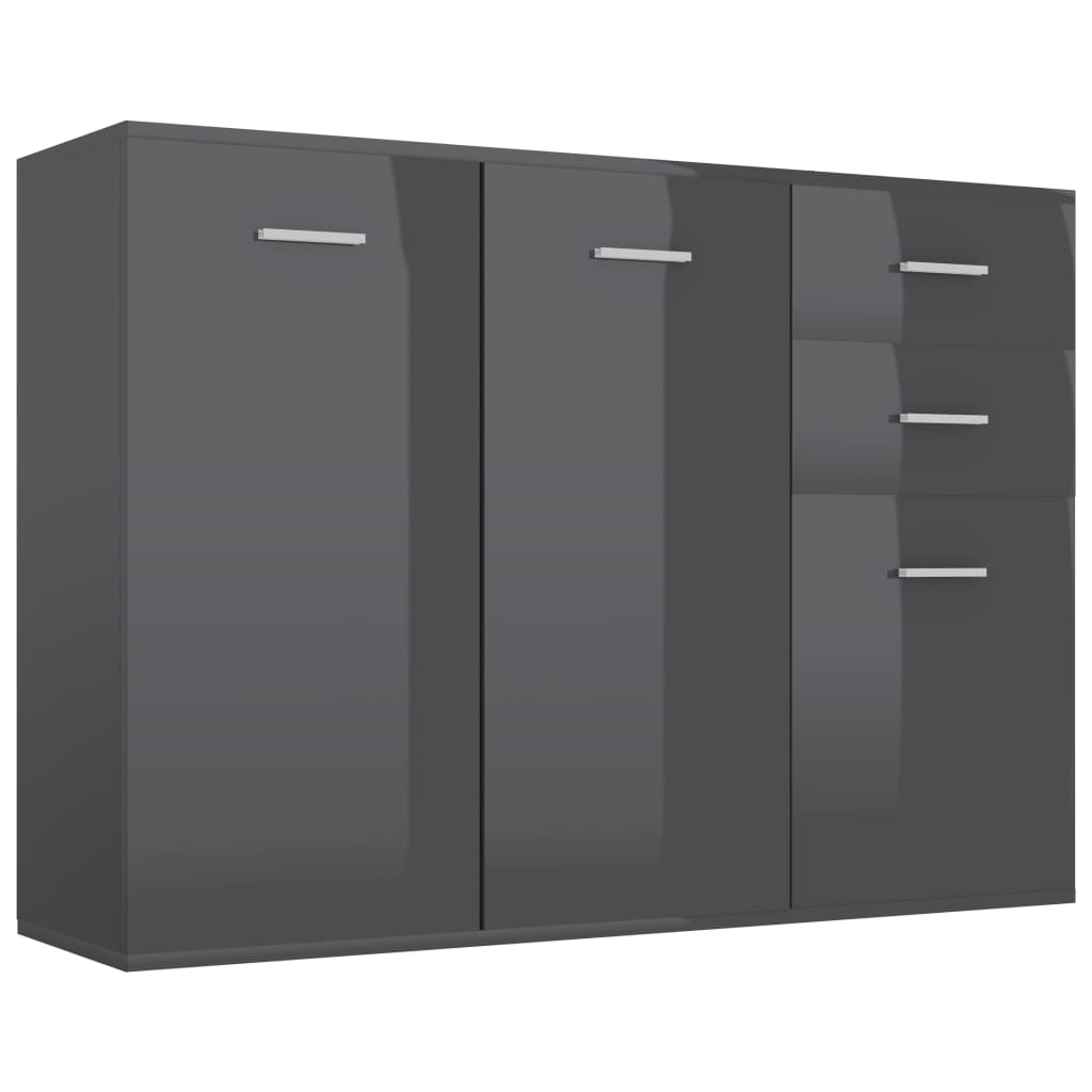 NNEVL Sideboard High Gloss Grey 105x30x75 cm Chipboard-1