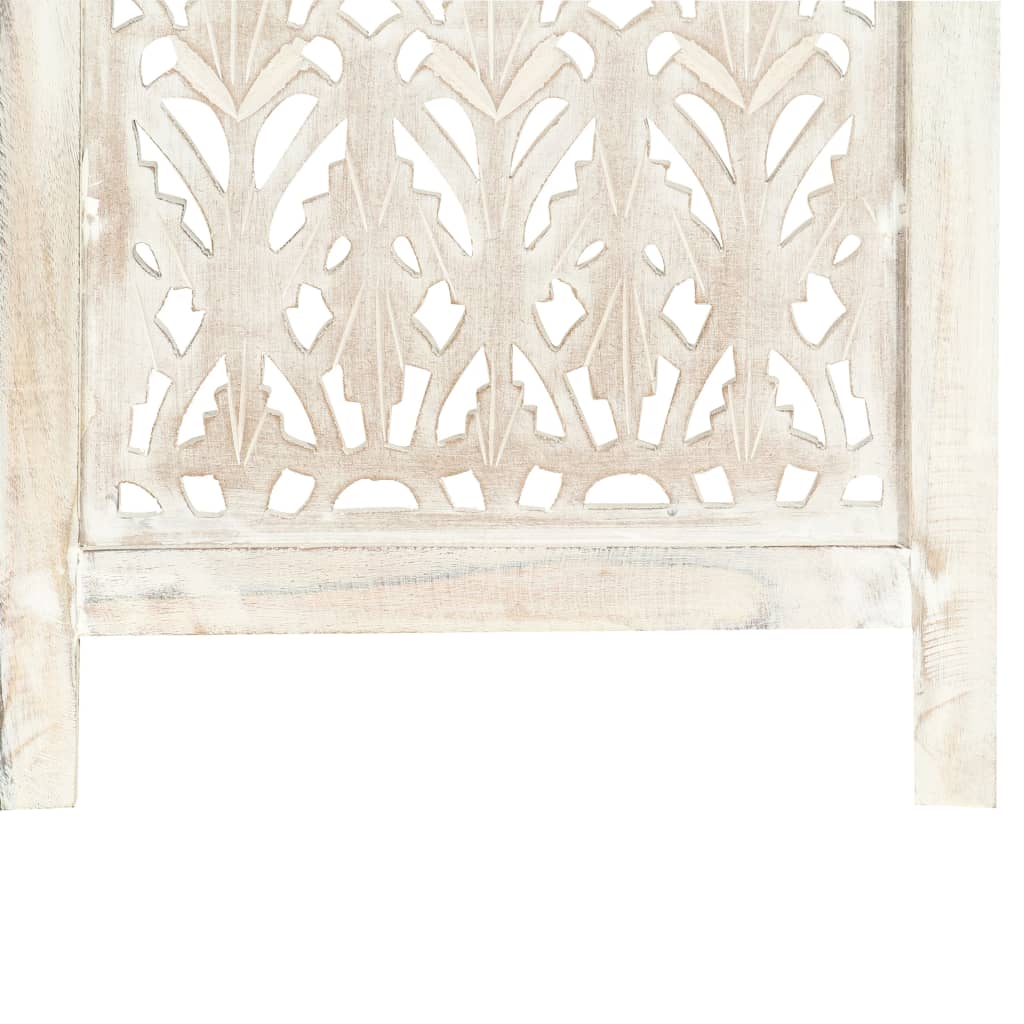 NNEVL Hand carved 5-Panel Room Divider White 200x165 cm Solid Mango Wood